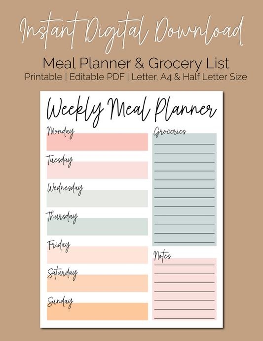 Sherbet Weekly Meal Planner